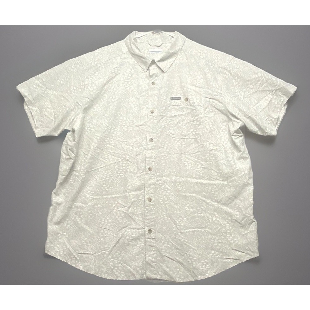 This Columbia Omni-Shade PFG Super Slack Tide Shirt Men XL Gray Floral Button Up